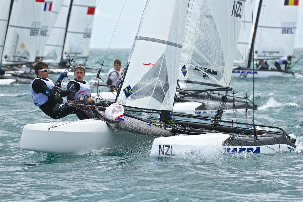 Nacra 15 (NZL)- Aon Youth Worlds 2016, Torbay, Auckland, New Zealand, Day 4, December 19, 2016 © Richard Gladwell www.photosport.co.nz